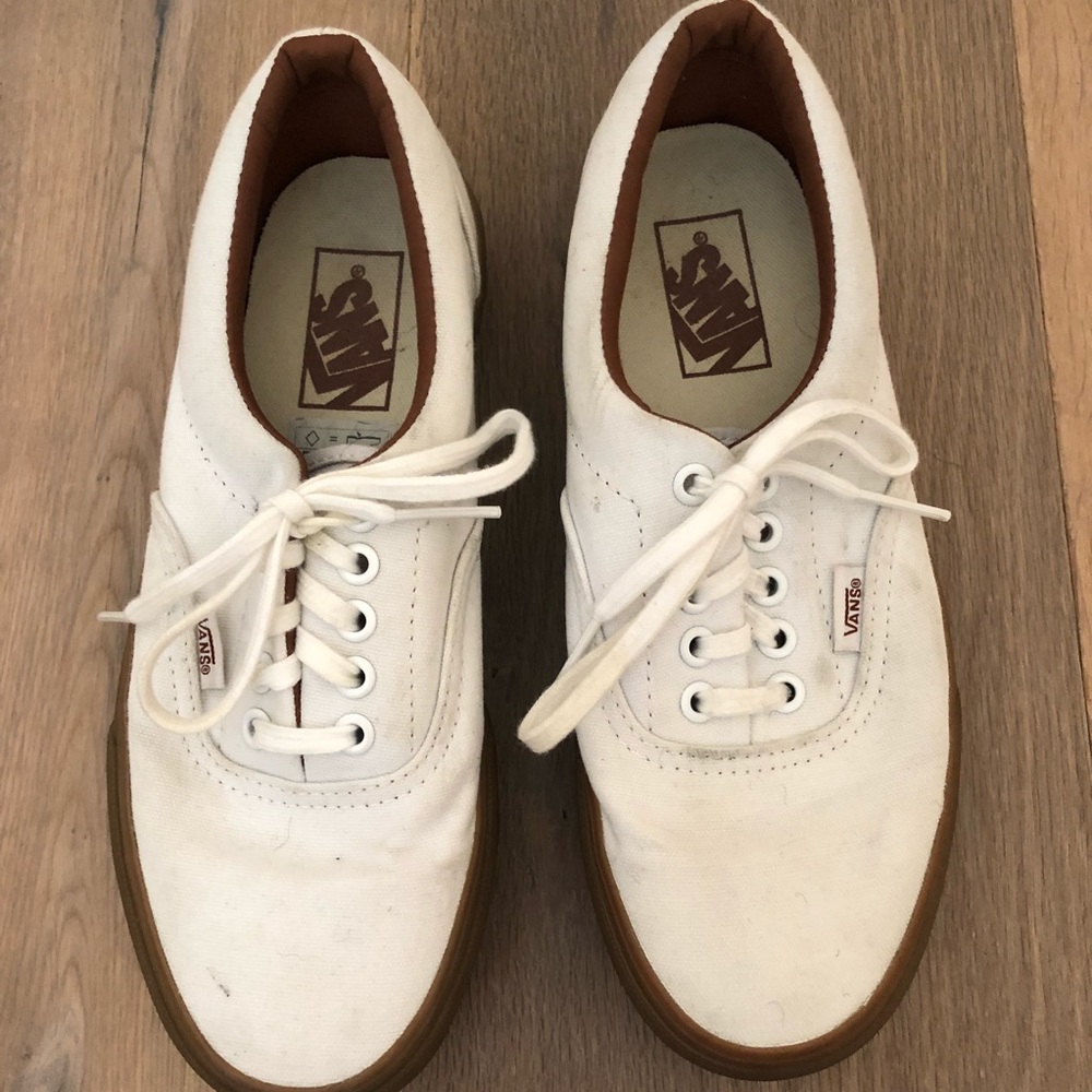 White Vans with Brown Sole